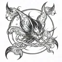 will o wisp in a brush strokes circle tattoo design idea