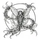 will o wisp in a brush strokes circle tattoo design idea