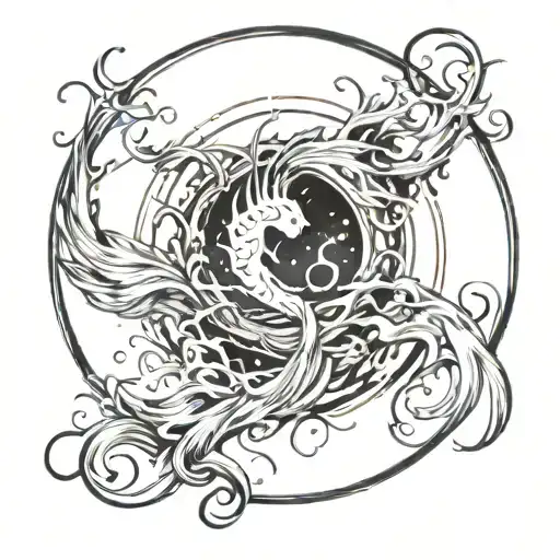 will o wisp in a brush strokes circle tattoo design idea