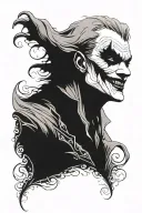 dark joker smile face tattoo design idea