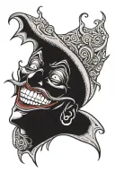 dark joker smile face tattoo design idea