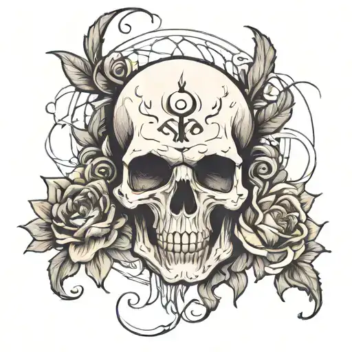  black work style tattoo representing death, heartbreak, depression, lonelyness, rebirth from hell  tattoo design idea