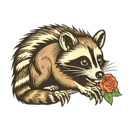 skunk raccoon possum American traditional tattoo design idea