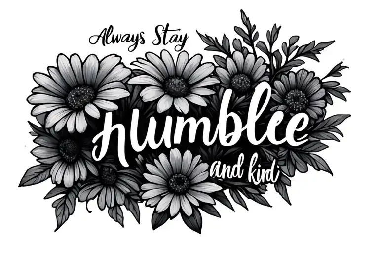 "always stay humble and kind" wildflowers tattoo design idea