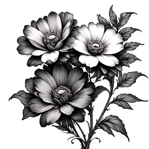 Three flowers in shape of a heart tattoo design idea