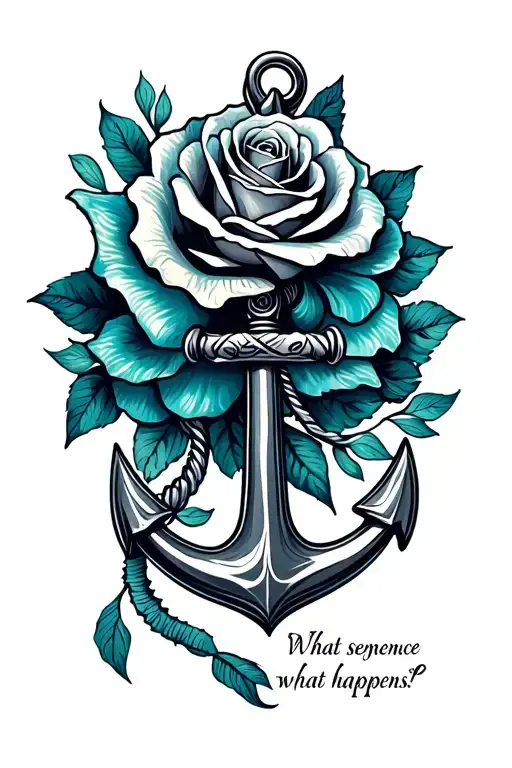 rose of the winds with anchor and the sentence happens what tattoo design idea