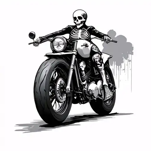motorcycle woman skeleton and part tattoo design idea