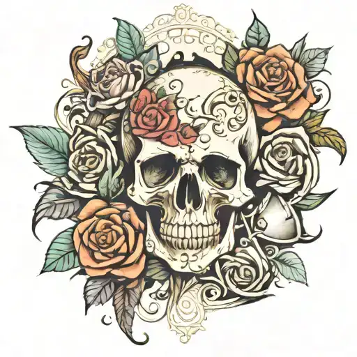 Skulls, roses animals machines tattoo design idea