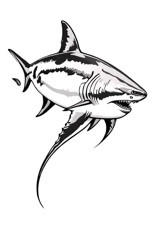 Mako Shark swimming tattoo design idea