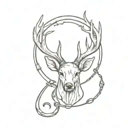 deer with shackles gothic font tattoo design idea