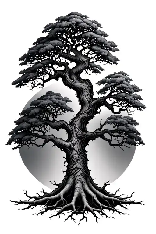 poison tree with roots tattoo design idea