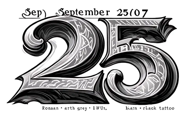 September 25th 2007 roman numerals tattoo design idea