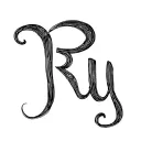 the letters r u b and y done in cursive to form a shape tattoo design idea