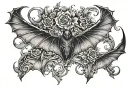 bat wing spread tattoo design idea