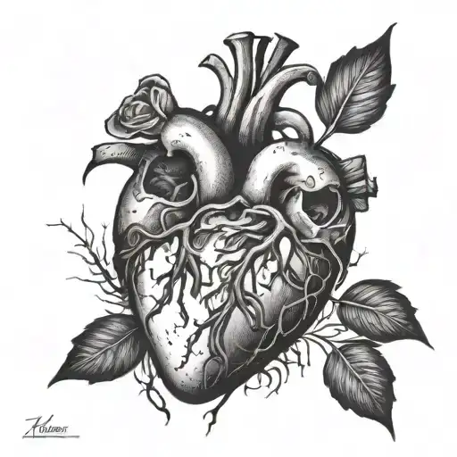 A dark and twisted tattoo design inspired by the haunting beauty of broken hearts. tattoo design idea