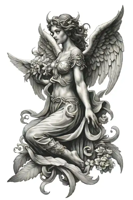cherubim angel 6 wings tattoo design idea