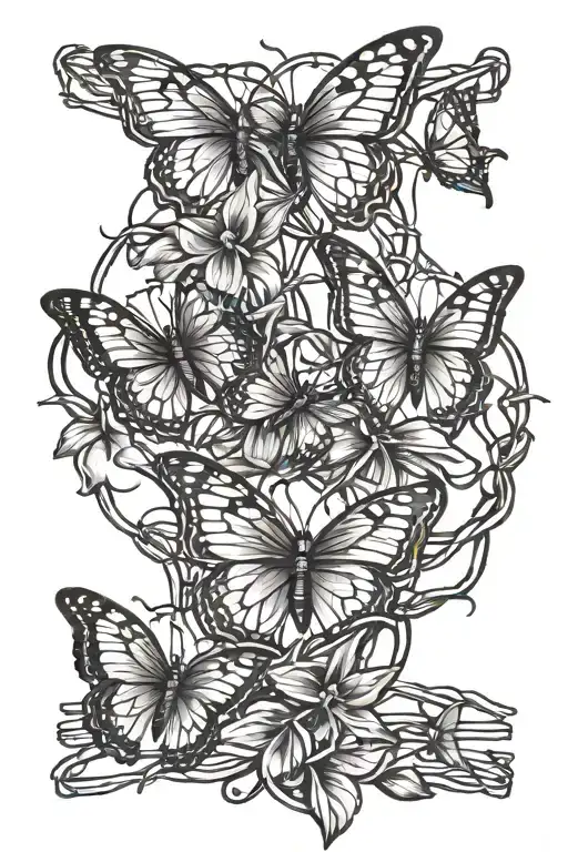 barbed wire with butterflys flying tattoo design idea