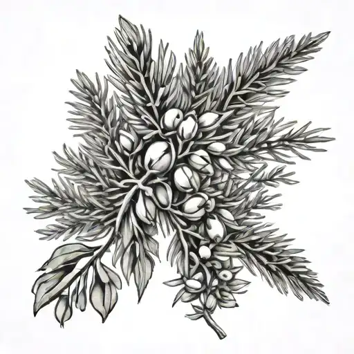 cedar and olive branches forming tattoo design idea