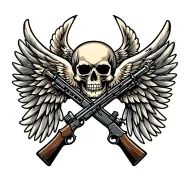Airborne wings with skull and crossed rifles tattoo design idea