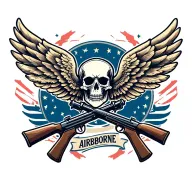 Airborne wings with skull and crossed rifles tattoo design idea