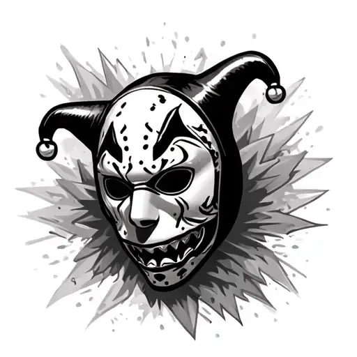 jester hockey mask evil tattoo design idea