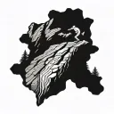 Man falling down a cliff, minimalistic tattoo design idea