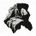 Man falling down a cliff, minimalistic tattoo design idea