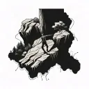 Man falling down a cliff, minimalistic tattoo design idea