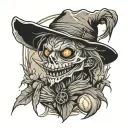 scarecrow with a baseball cap on tattoo design idea