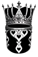 queen crown with hearts tattoo design idea