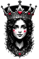 queen crown with hearts tattoo design idea