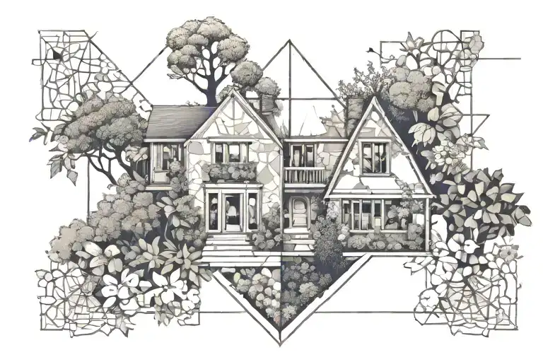 such a pretty house and such a pretty garden tattoo design idea