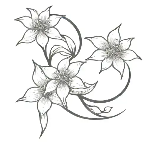 moon and sampaguita flower forming tattoo design idea
