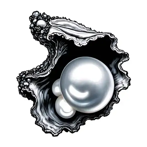 pearl in oyster tattoo design idea