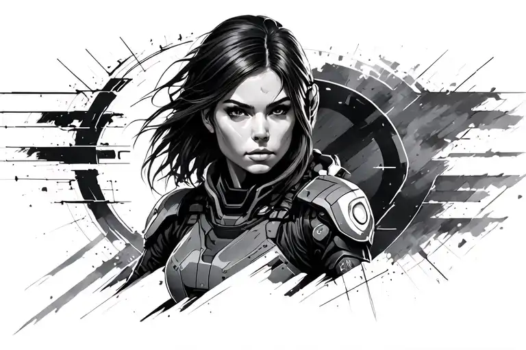 Mass Effect female Shepard n7 tattoo design idea