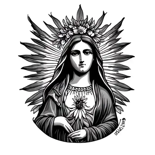 black and grey American traditional virgin of Guadalupe forearm tattoo tattoo design idea