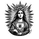 black and grey American traditional virgin of Guadalupe forearm tattoo tattoo design idea