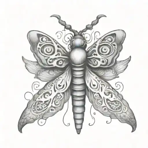 moth uterus intertwined tattoo design idea