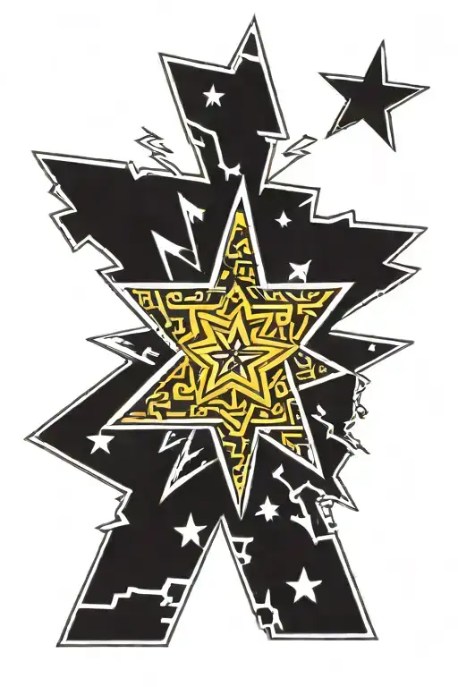 moravian star  in keith haring style tattoo design idea