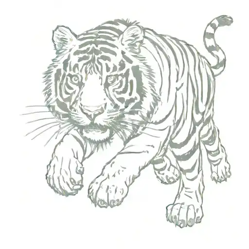 tiger walking tattoo design idea