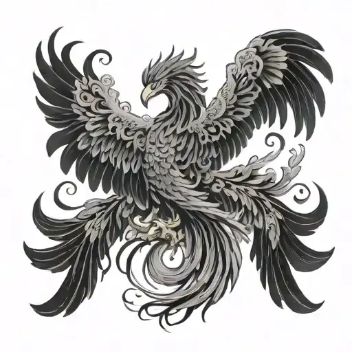 phoenix with outstretched wings tattoo design idea