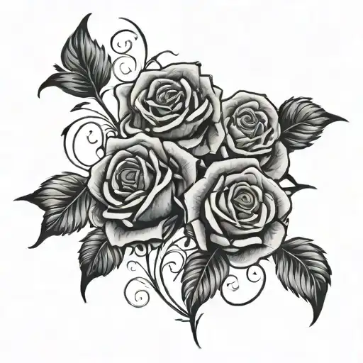 Roses with drama masks mixed tattoo design idea
