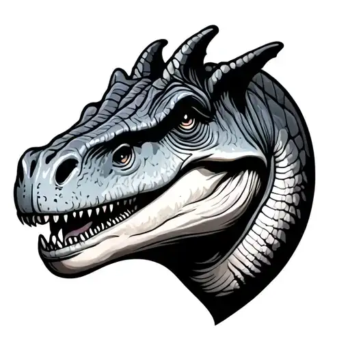 brontosaurus head funny cartoon tattoo design idea