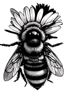 daisy flower bee hovering tattoo design idea