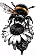 daisy flower bee hovering tattoo design idea