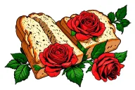 bread and roses tattoo design idea