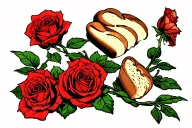 bread and roses tattoo design idea