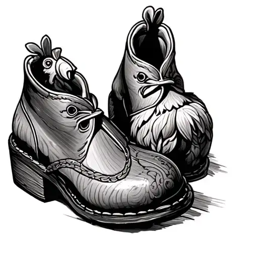 chicken boos wooden shoes tattoo design idea