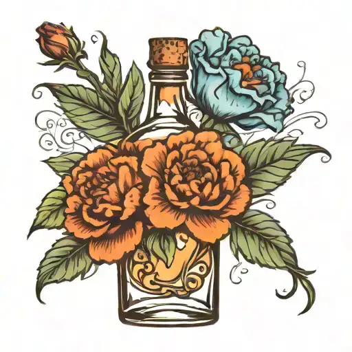 fireball whiskey bottle as a vase blue carnation flower tattoo design idea