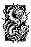 Celtic design with dragon breathing fire tattoo design idea